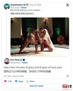 ​马斯克回忆与相扑选手的较量：几分钟的荣耀换来八年颈痛