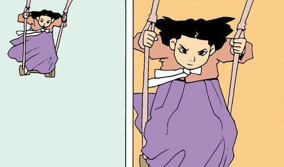 搞笑漫画，荡秋千生孩子！