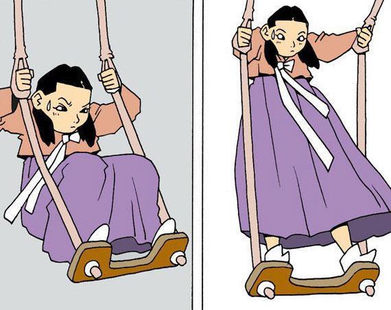 搞笑漫画，荡秋千生孩子！
