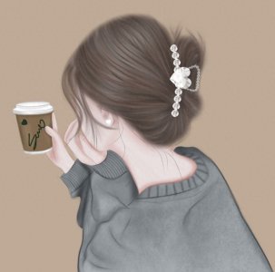 ​温柔侧面背影头像，唯美手绘气质女生图片，值得收藏