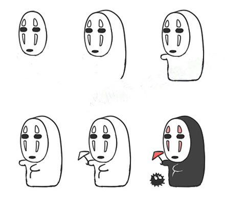 千与千寻无脸男简笔画(如何画千与千寻的简笔画)
